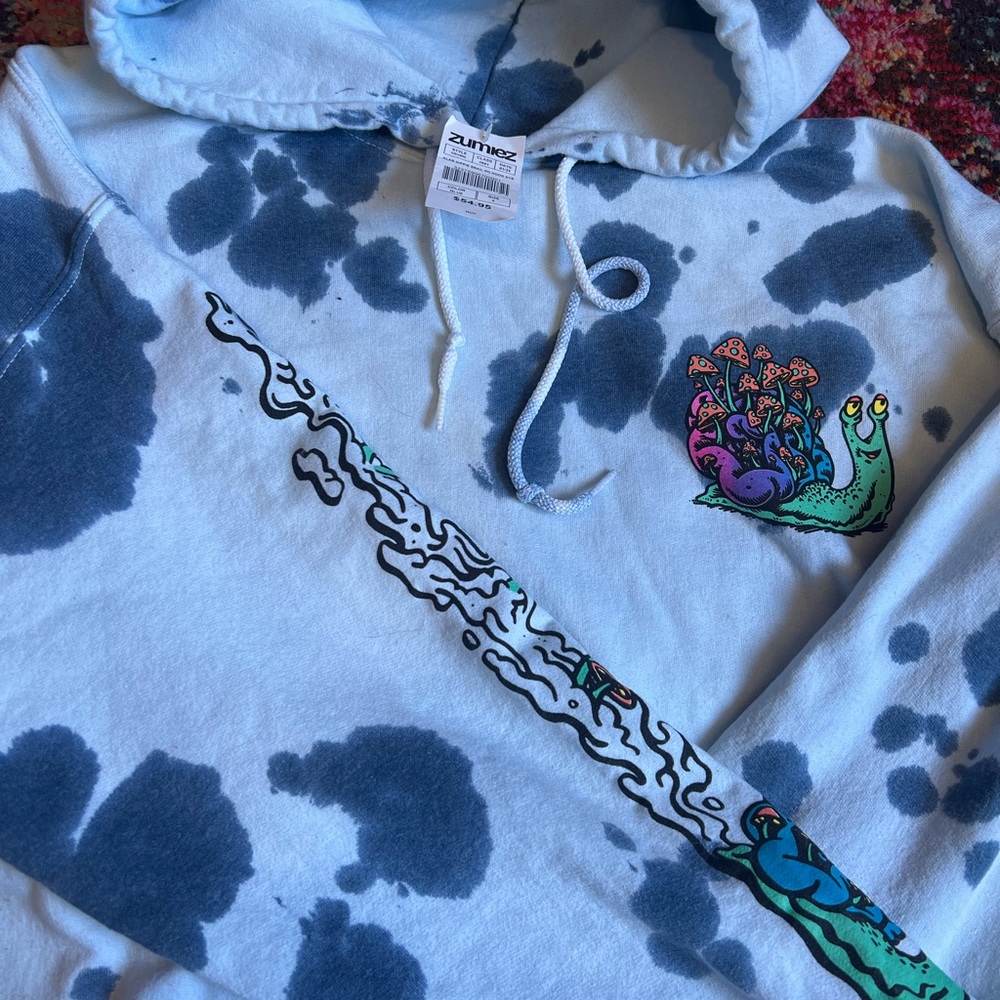 A-Lab Hippie snail blue tie dye hoodie